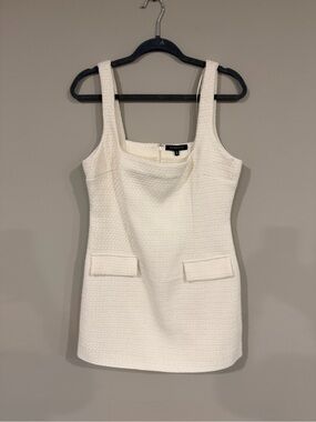 Dynamite Sleeveless Cream Tweed Textured Mini Dress White Size Large